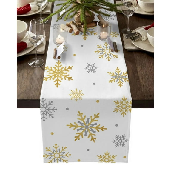 Christmas Snowflake Texture Red Table Runner Christmas Table Decor Table Runner Cotton Linen Wedding Decor Tablecloth