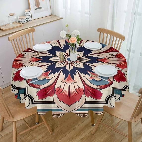 Christmas Snowflake Texture Round Tablecloth Waterproof Wedding Decor Table Cover Christmas Party Decorative Tablecloth
