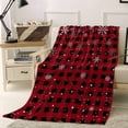thumbnail image 1 of Christmas Snowflake Throw Flannel Blanket 60x80In Black and Red Buffalo Plaid Super Soft Cozy Bed Blanket, Lightweight Plush Fuzzy Bed Throw for Bedroom Sofa Couch Living Room, 1 of 4