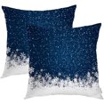 thumbnail image 1 of Christmas Snowflake Throw Pillow Covers,Blue Space Winter Holiday Sparkle Decorative Pillow Covers Digital Printing Blended Fabric for Couch Sofa Bed Invisible Zipper 16X16 in, 1 of 6