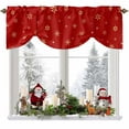 thumbnail image 1 of Christmas Snowflake Tie Up Valances Curtain, Winter Red Retro Texture Adjustable Rod Pocket Short Window Treatment Tie Up Curtains Valances for Kitchen Living Room Bathroom 42x18 Inches, 1 of 9