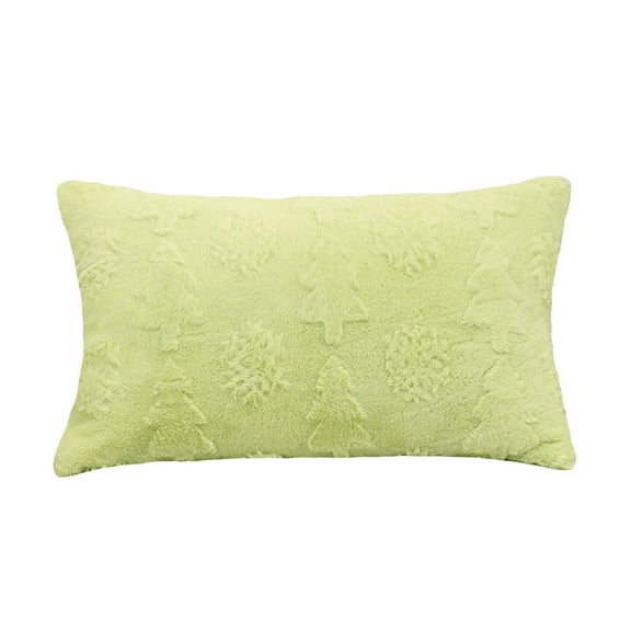 Christmas Snowflake Tree Decorative Lumbar Pillow Covers, Soft Plush Farmhouse Throw Cushion Cases for Xmas Winter Holiday Home Decor, Green