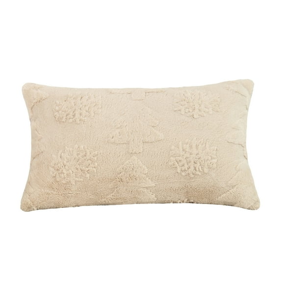 Christmas Snowflake Tree Decorative Lumbar Pillow Covers, Soft Plush Farmhouse Throw Cushion Cases for Xmas Winter Holiday Home Decor, Khaki