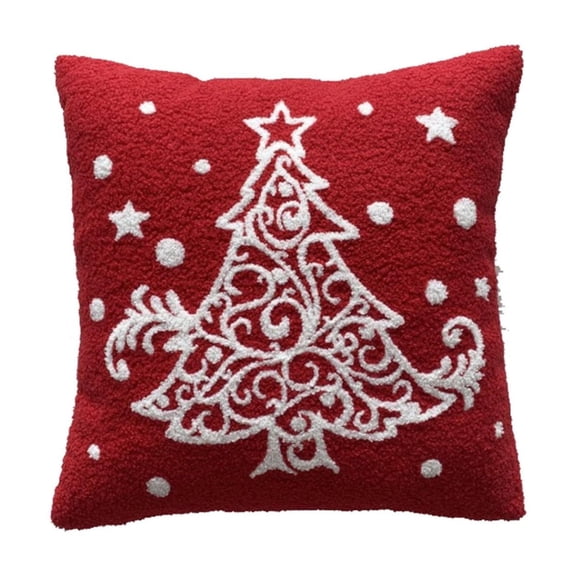 Christmas Snowflake Tree Jacquard Polyester Pillow for Living Room Decor, 45x45cm, Festive Holiday Design