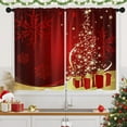 thumbnail image 1 of Christmas Snowflake Tree Kitchen Window Curtains Over Sink Set of 2, Red Gold Winter Xmas Rod Pocket Short Tier Curtains, Christmas Small Kitchen Decor (26x36 Inch), 1 of 7