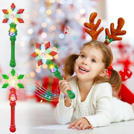 Christmas Snowflake Wand Flashlight | Light-Up Projection Magic Wand | LED Glitter Stick | Twinkling Light Effect | Handheld Puzzle Toy | Plastic | Battery Operated | 1 Pack