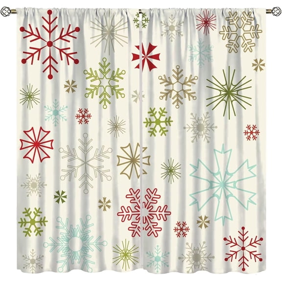 Christmas Snowflake Window Curtains,Winter Snowflake Decorations Snow for Bedroom Living Room Kitchen Window Drapes 26"W x 54"L (Pack of 2)
