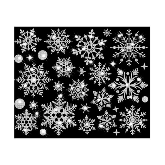 Christmas Snowflake Window Stickers, Removable Wall and Door Decals for Home, Office, or Car, DIY Static Clings for Winter Holiday Decoration, Easy to Apply, Reusable Festive Decorative Stickers