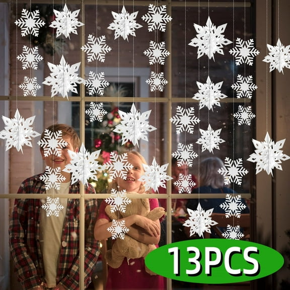 Paper Snowflakes White Snowflake Ornament Decorations Christmas 3D Hanging Snowflake Garland Winter for Crafts Xmas Party Favors White 24PCS