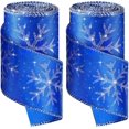thumbnail image 1 of Christmas Snowflake Wired Ribbon 2.5 Inches 2 Rolls Satin Glittered Snowflake Wired Edge Christmas Ribbon for Tree Gift Wrapping Home Decorations Bow DIY Craft 12 Yard, 1 of 7