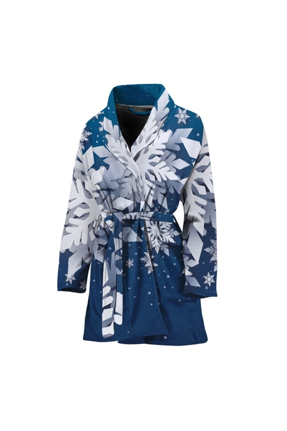 Christmas Snowflake Women Bathrobe One Size Univeral Fits, Jesus Christian Fashion Lightweight Plush Fleece Long Robe For Women