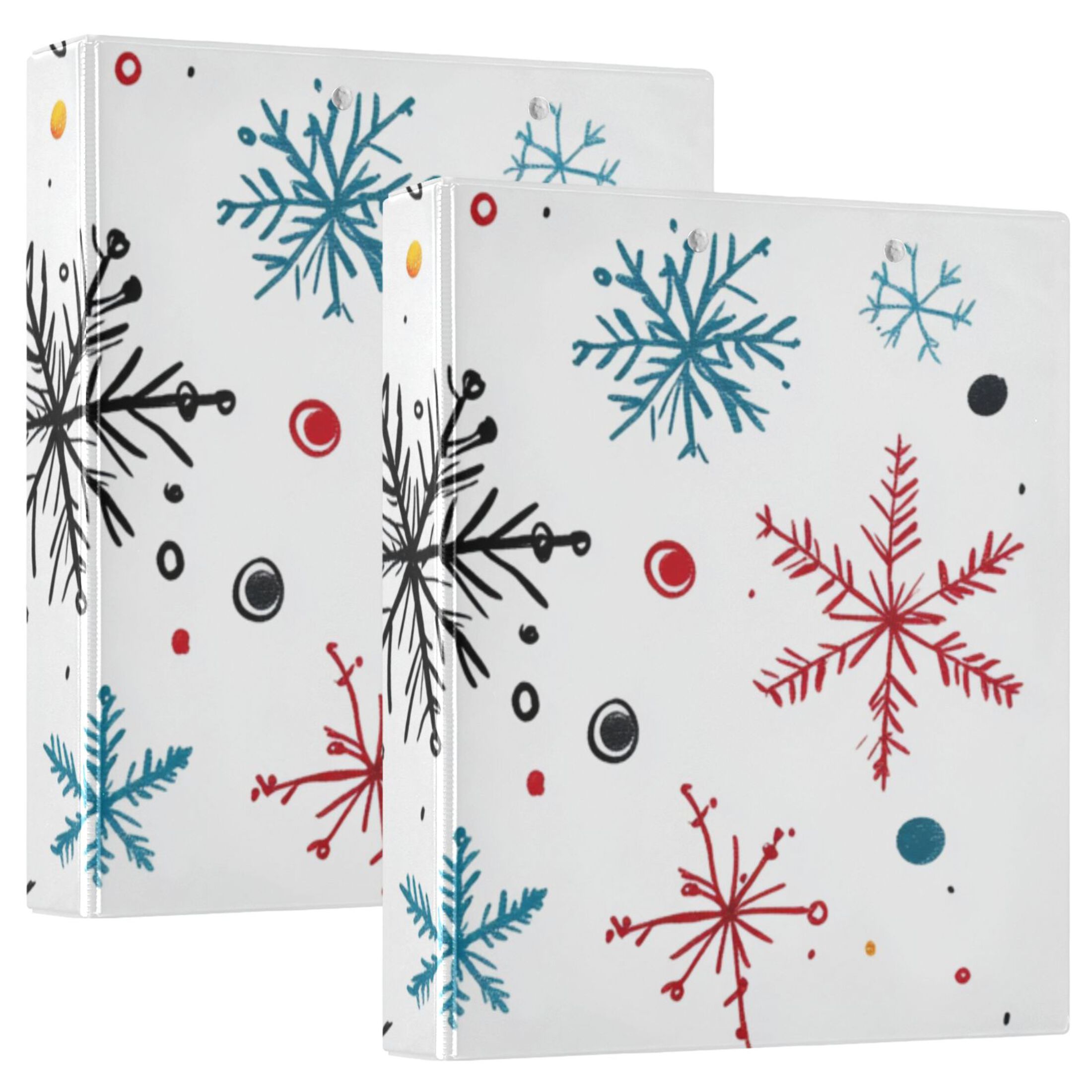 Christmas Snowflakes 3 Ring Binders 1.5 inch Hardcover File Folders with Interior Pockets A4 Size Organizer for School Office Hospital