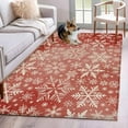 thumbnail image 1 of Christmas Snowflakes Area Rug 3x5 Washable Rug Non Slip Red Winter White Snow Retro Large Area Rug Indoor Floor Carpet for Entryway Bedroom Kitchen Living Room Home Office Dining Room Nursery, 1 of 8