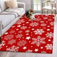 thumbnail image 1 of Christmas Snowflakes Area Rug 3x5 Washable Rug Non Slip Winter Xmas Red White Large Area Rug Indoor Floor Carpet for Entryway Bedroom Kitchen Living Room Home Office Dining Room Nursery, 1 of 8