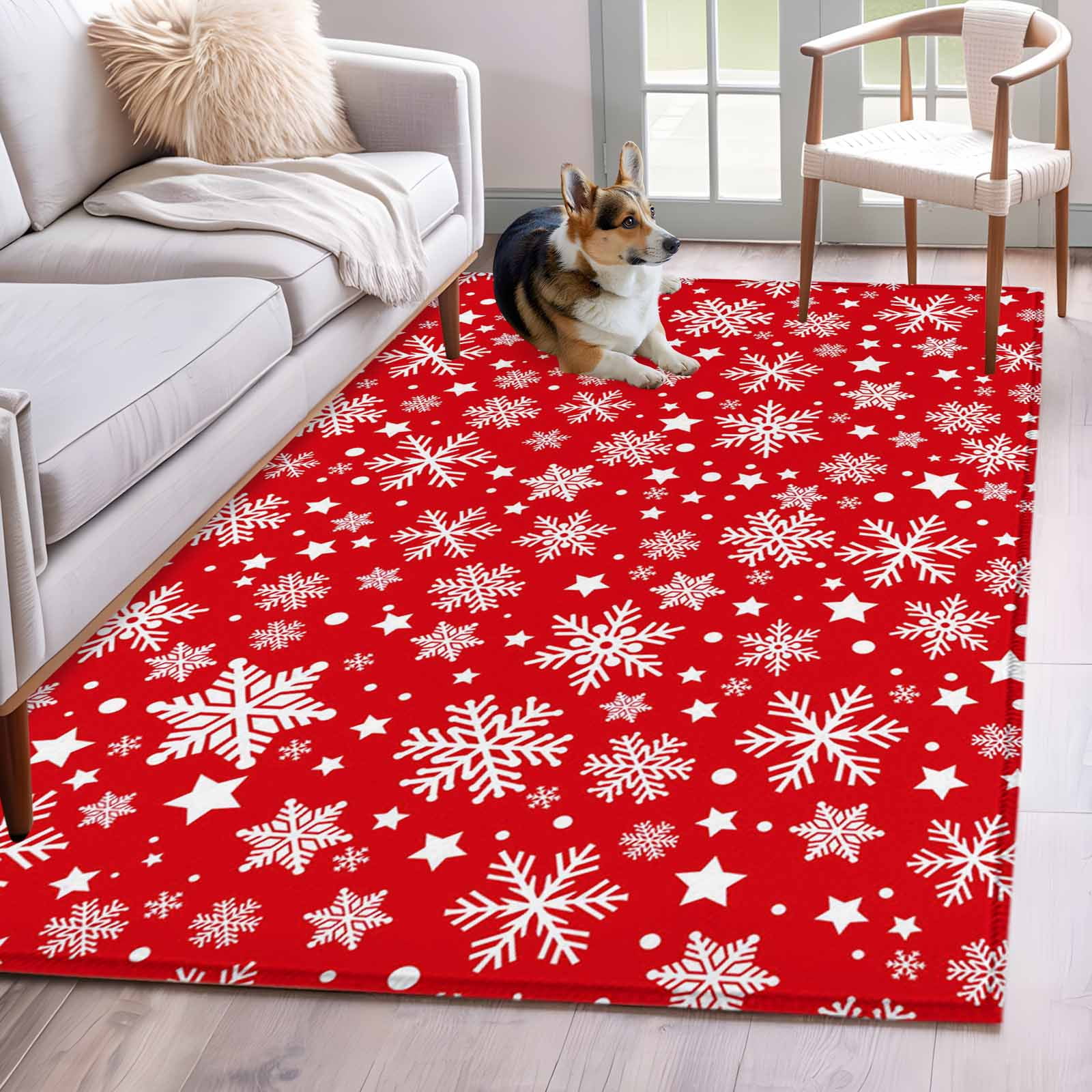 Christmas Snowflakes Area Rug 3x5 Washable Rug Non Slip Xmas Winter ...