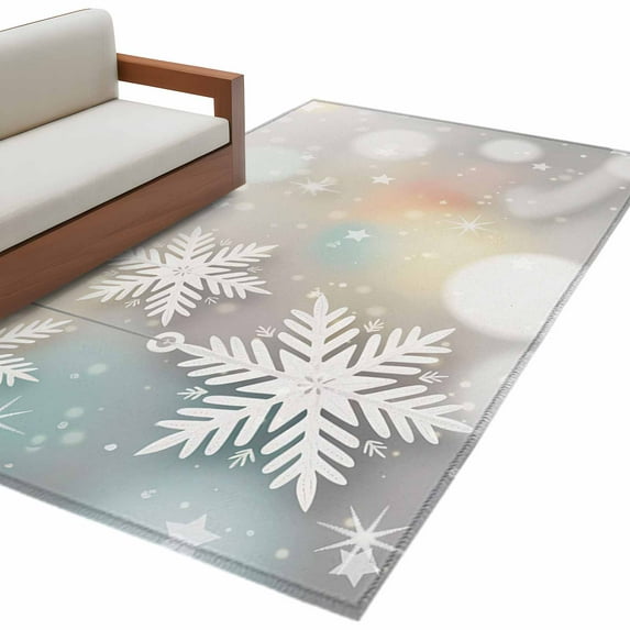 Christmas Snowflakes Area Rug 4x6ft Winter White Star Gray Background ...