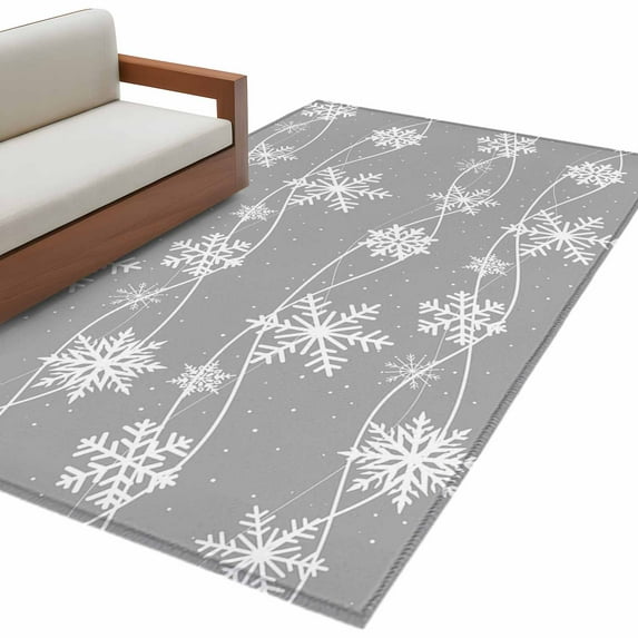 Christmas Snowflakes Area Rug 4x6ft Winter White Waves Dot Snowflake ...