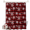 thumbnail image 1 of Christmas Snowflakes Bathroom Shower Curtain Winter Blue Waves Retro Red Black Plaid Waterproof Washable Shower Curtains for Bathtub Bath Decor with Grommets and Hook 54 X 78 Inch, 1 of 8