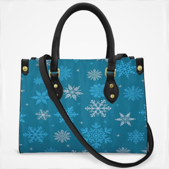 Christmas Snowflakes Blue Cross Body Bags For Women Small Leather Female Handbags Fashion Top-Handle Totes