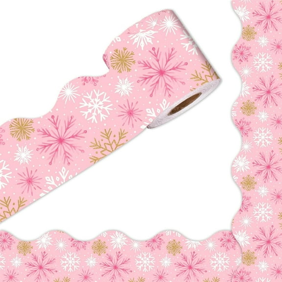 Christmas Snowflakes Border Trim Wall Sticker 65ft Bulletin Board Border Sticker for Classroom Notice Board Chalkboard