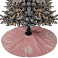 thumbnail image 1 of Christmas Snowflakes Christmas Tree Skirt 36 Inches, Winter Xmas Pine Leaf Pink Red Xmas Trees Skirt Mat Cover Decorations for Holiday Party Indoor Outdoor, 1 of 9
