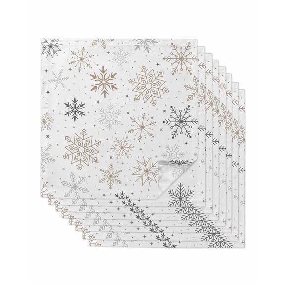 Christmas Snowflakes Cloth Napkins Set of 8 Reusable Dinner Napkins, Modern Xmas Winter Minimalist Cocktail Napkin Washable Table Napkins for Wedding/Holiday Party/Baby Shower 20"x20"