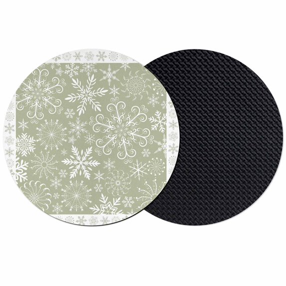 Christmas Snowflakes Coasters Set of 2, Absorbent Coasters for Drinks, Green Xmas Winter Vintage Coaster for Desk Coffee Table Protection, Home Decor House Warming Gifts 4"