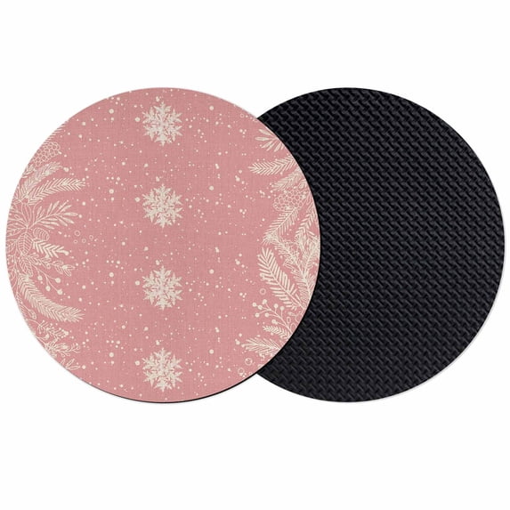 Christmas Snowflakes Coasters Set of 2, Absorbent Coasters for Drinks, Winter Xmas Pine Leaf Pink Red Coaster for Desk Coffee Table Protection, Home Decor House Warming Gifts 4"