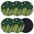 thumbnail image 1 of Christmas Snowflakes Coasters Set of 6, Absorbent Coasters for Drinks, Xmas Winter Pine Trees Green Coaster for Desk Coffee Table Protection, Home Decor House Warming Gifts 4", 1 of 8