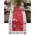 thumbnail image 1 of Christmas Snowflakes Cotton Linen Table Runner for Dining Kitchen, Red Xmas Winter Vintage Wedding Outdoor Party Tablerunners Decoration, Dresser Scarf Coffee Tablecloth Runners 13x36 Inches, 1 of 9