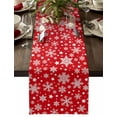 thumbnail image 1 of Christmas Snowflakes Cotton Linen Table Runner for Dining Kitchen, Xmas Winter Watercolor Red Wedding Outdoor Party Tablerunners Decoration, Dresser Scarf Coffee Tablecloth Runners 13x36 Inches, 1 of 9