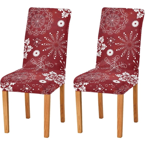 Christmas Snowflakes Dining Chair Covers Set of 4 Stretch Removable Washable Chair Slipcover Dining Chair Seat Cover for Dining Room Kitchen Wedding Party Hotel