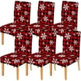 thumbnail image 1 of Christmas Snowflakes Dining Chair Covers Set of 6, Red Buffalo Plaid Merry Xmas Parsons Chair slipcovers, Kitchen Winter Holiday Decor Chair Seat Cover Protectors(Red Plaid,6 Pack), 1 of 6
