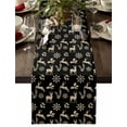 thumbnail image 1 of Christmas Snowflakes Dresser Scarf Farmhouse, Dining Table Decorations for Wedding/Parties, Xmas Deer Winter Holly Plant Black Table Runner 36 Inches Long for Kitchen Dining, 13 x 36 In, 1 of 9