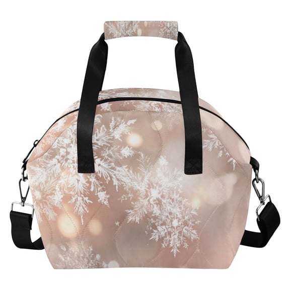 Christmas Snowflakes Flash Spots Insulated Lunch Bag Reusable Quilted Lunch Box Waterproof Leakproof Lunch Container