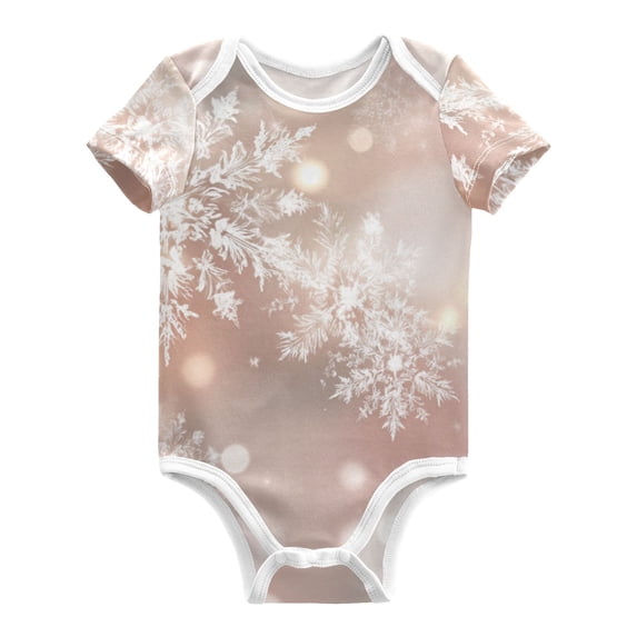 Christmas Snowflakes Flash Spots Pure Cotton Bodysuit Short Sleeve Pajamas One-Piece Romper Unisex 3 Months