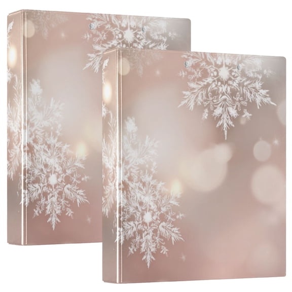 Christmas Snowflakes Flash Spots Round Ring Binder 3 Rings 1.5" Capacity File Storage for A4 Size 1 Pack
