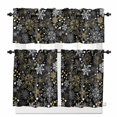 thumbnail image 1 of Christmas Snowflakes Kitchen Curtains and Valances Set, Gold White Black Abstract Winter Snow Rod Pocket Window Valance Window Curtain Panels for Living Room Bedroom Laundry, 27.5x36in, 3 Pieces, 1 of 7
