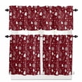 thumbnail image 1 of Christmas Snowflakes Kitchen Curtains and Valances Set, Trees Leaves Red White Retro Rod Pocket Window Valance 18 Inch Window Curtain Panels for Living Room Bedroom Laundry, 27.5x36in, 3 Pieces, 1 of 7