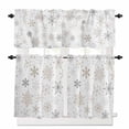 thumbnail image 1 of Christmas Snowflakes Kitchen Curtains and Valances Set, Xmas Winter White Background Rod Pocket Window Valance 18 Inch Window Curtain Panels for Living Room Bedroom Laundry, 27.5x24in, 3 Pieces, 1 of 7