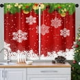 thumbnail image 1 of Christmas Snowflakes Kitchen Curtains Winter Window Curtains Over Sink Set of 2, Pine Tree Balls Rod Pocket Short Tier Curtains for Kitchen, Red Christmas Small Kitchen Decor (27.5x36 Inch), 1 of 6