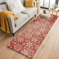 thumbnail image 1 of Christmas Snowflakes Kitchen Runner Rug 2x6 Washable Runners for Hallway Non Slip Red Winter White Snow Retro Large Area Rug Indoor Floor Carpet for Bathroom Laundry Entryway Bedroom Living Room, 1 of 8