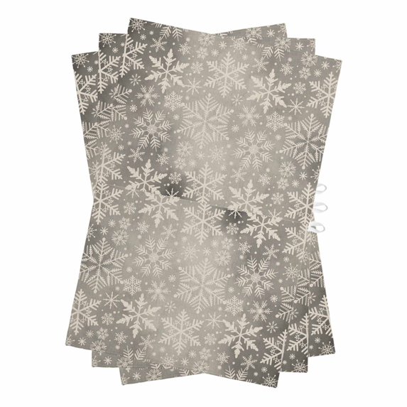 Christmas Snowflakes Kitchen Towels Set of 3, Water Absorbent Dish Towel, Grey Winter Snow Vintage Country Decorative Hand Towels - Quick Drying Cloth for Cooking Baking, 18x28 Inch