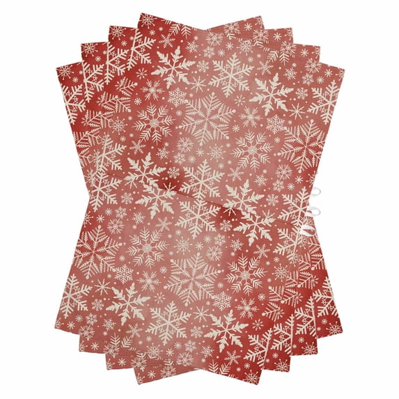 Christmas Snowflakes Kitchen Towels Set of 4, Water Absorbent Dish Towel, Red Winter White Snow Retro Decorative Hand Towels - Quick Drying Cloth for Cooking Baking, 18x28 Inch