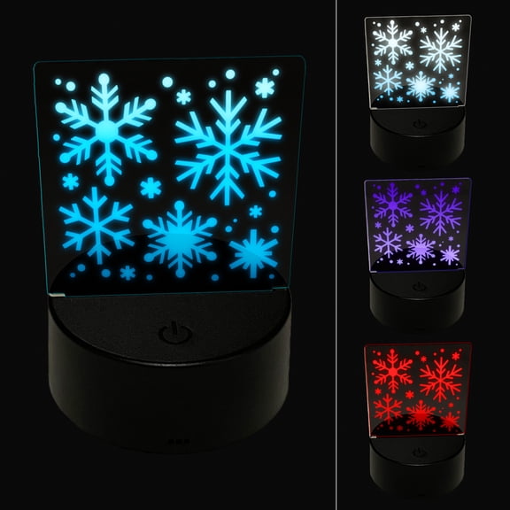Christmas Snowflakes LED Night Light Sign 3D Illusion Desk Nightstand Lamp