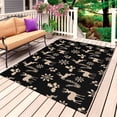 thumbnail image 1 of Christmas Snowflakes Outdoor Rug 3x5 Ft, Non Slip Washable Area Rug, Xmas Deer Winter Holly Plant Black Patio Rugs Carpet Runner, Large Floor Mat for Indoor/Outdoor Deck Porch Camping, 1 of 8