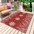 thumbnail image 1 of Christmas Snowflakes Outdoor Rug for Patio/Deck/Porch, Non-Slip Large Area Rug 6 x 9 Ft, Winter Xmas Pine Leaf Red on Linen Indoor Outdoor Rugs Washable Area Rugs, Camping Rug Carpet Runner, 1 of 8