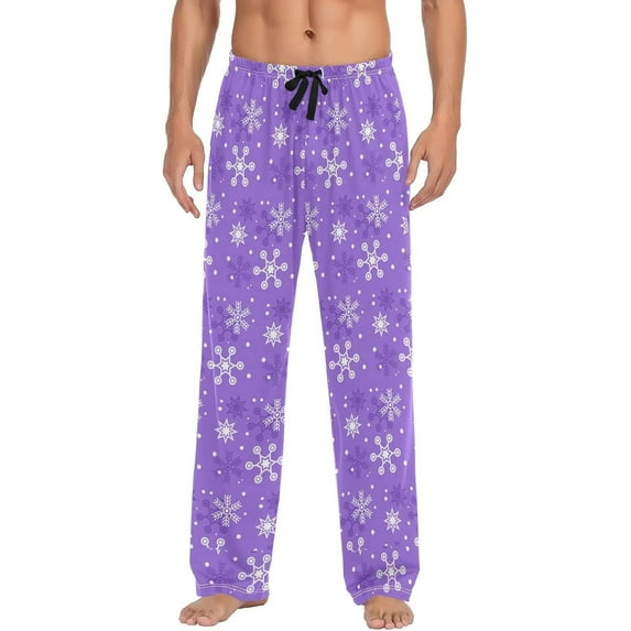 Christmas Snowflakes Pajama Pants Mens Lounge Pants Casual Men Pajama Bottoms with Drawstring & Pockets Christmas Gifts