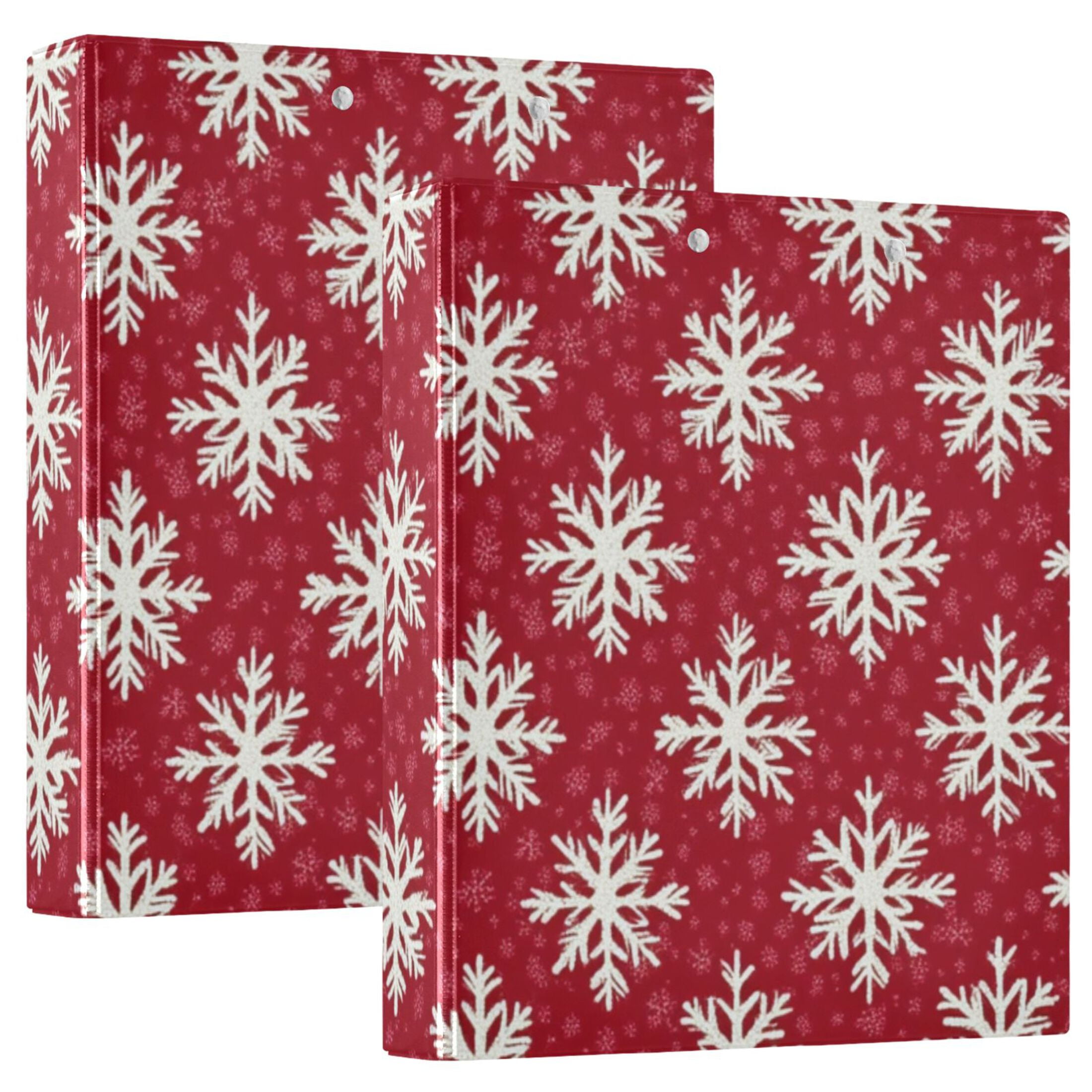 Christmas Snowflakes Pattern 3 Ring Binders 1.5 inch Hardcover File Folders with Interior Pockets A4 Size Organizer for School Office Hospital