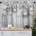 thumbnail image 1 of Christmas Snowflakes Pine Tree Kitchen Curtains Winter Window Curtains Over Sink Set of 2, Snow Glitter Rod Pocket Short Tier Curtains for Kitchen, Christmas Small Kitchen Decor (26x36 Inch), 1 of 6
